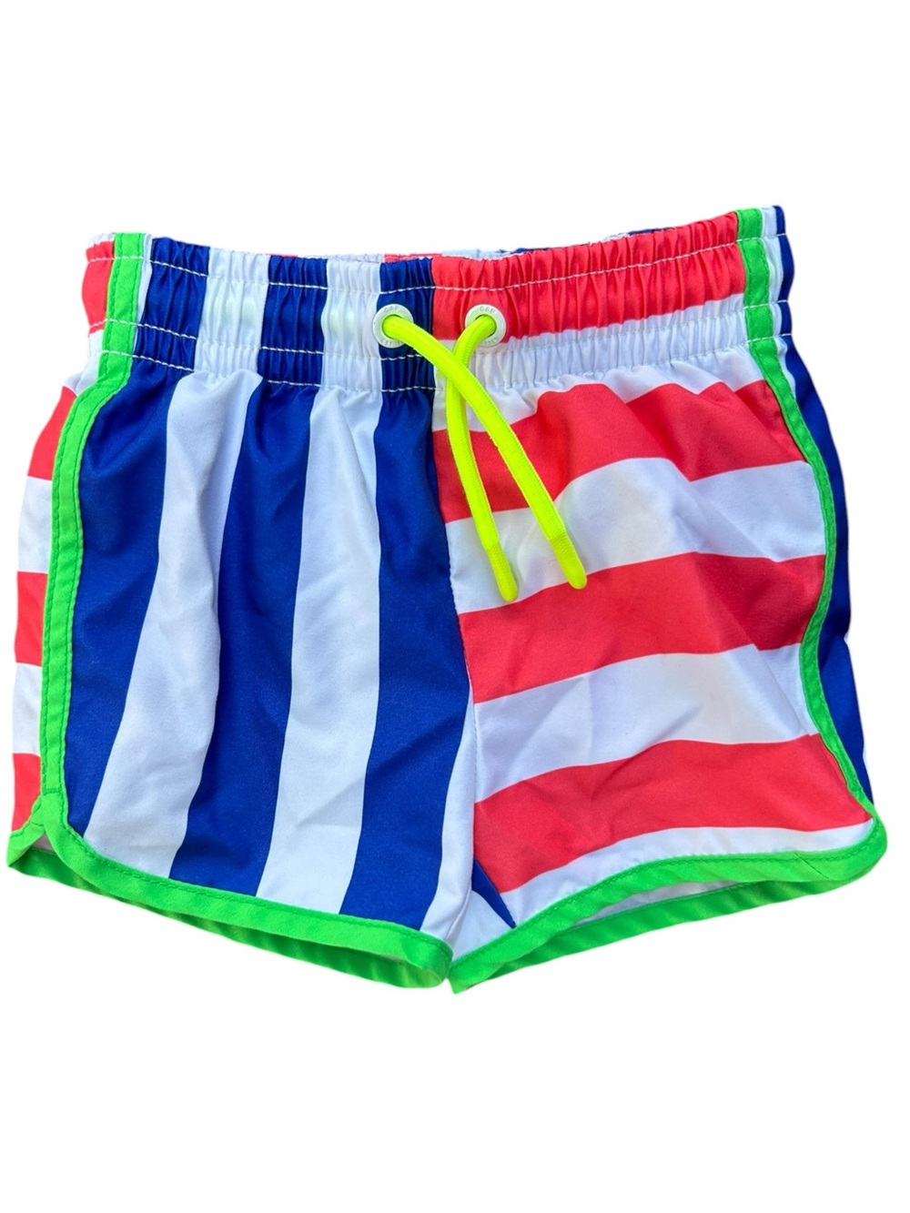 Baby Gap Boy Bright Red White & Blue Striped Swim Shorts America Patriotic